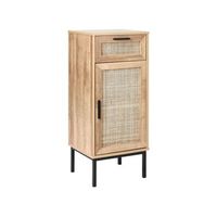armario de pie para bano boho frente de ratan trenzado 40 x 92 cm madera clara rosell