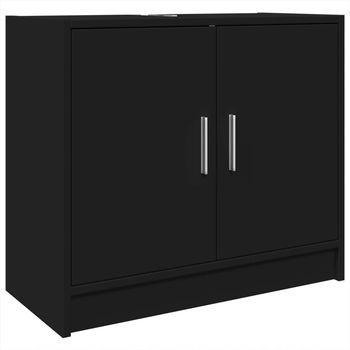 Mueble De Almacenaje | Armario Para Lavabo Madera De Ingeniería Negro 63x29x55 Cm