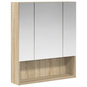 Armario Con Espejo De Baño Roble Sonoma 60 X 14.5 X 70 Cm Vidaxl