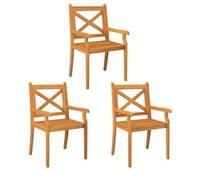 vidaxl sillas de comedor de jardin 3 uds madera maciza de acacia