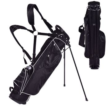 Costway Bolsa de Golf con Soporte 4 Divisores Superiores 4 Bolsillos Cremallera Bolsa Refrigeradora Portátil Liviana para Mujeres Hombres Negro