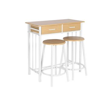 Mesa Set 3 Metal Mdf 80x50x84 32x32x45 Natural