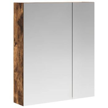 Armario Con Espejo De Baño | Mueble De Baño Roble Ahumado 60 X 14,5 X 70 Cm
