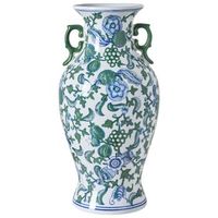 jarron para flores florero accesorio decorativo de porcelana blanco y azul segowia