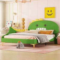 cama infantil en forma de dinosaurio de dibujos animados 140x200 cm verde material pu