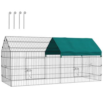 PawHut Parque canil modulable de acero con lona para conejos roedores pequeños animales interior exterior 220x85x103 cm   Aosom España