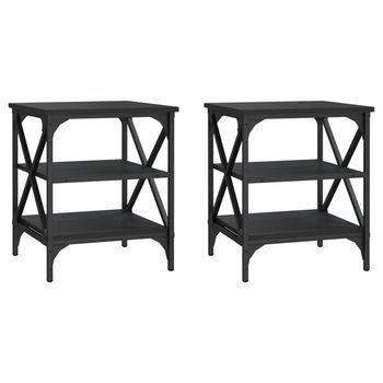 Mesas Auxiliares 2 Uds Madera Contrachapada Negro 40x42x50 Cm Vidaxl
