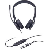 auriculares yealink uh44 dual uc con cable usb-a y usb-c para oficina microfono dual color negro
