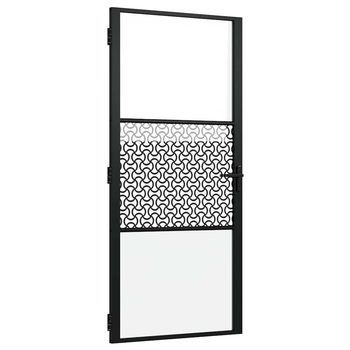 Puerta De Vidrio Calado Negro 93 X 3,5 X 201,5 Cm Aluminio Vidaxl