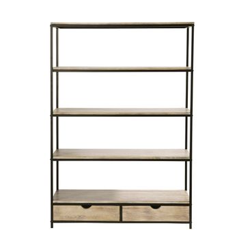 Estantería de abeto macizo y metal negro de 130 cm
