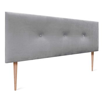 Dhome Cabecero De Terciopelo Liso Con Botones 150x115 Con Patas Camas 150/160 - Gris Claro