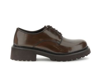 zapatos derby con cordones de piel envejecida dark brown