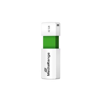 Unidad flash USB MediaRange MR973 32 GB USB 2.0 deslizante verde blanco