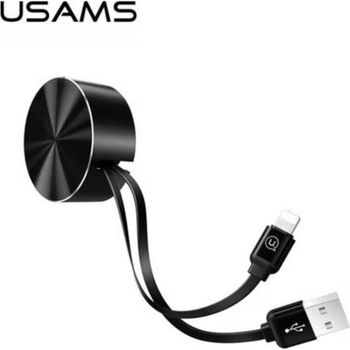 Cable Retráctil Usams Lightning a USB-A 1 m Negro