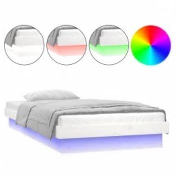 Estructura Cama Led Sin Colchón Madera Maciza Blanco 90x200 Cm Vidaxl