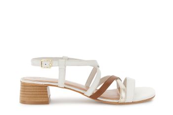 sandalia de piel con múltiples hebillas y tachuelas white combo 39