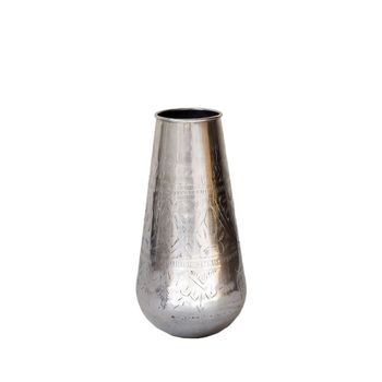 Jarrón cilíndrico de aluminio plateado h33 cm