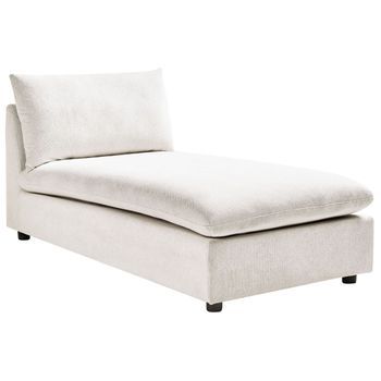 Chaise Longue Elegante Tapicería De Poliéster Sin Brazos Muebles De Salón Blanco Crema Vizille