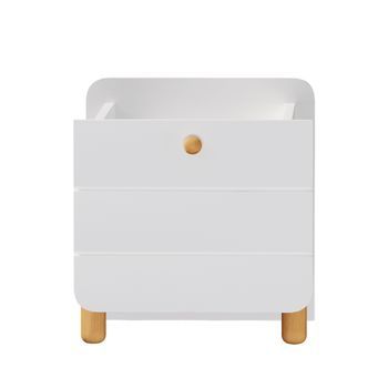 Mesita De Noche De Madera - Con 1 Cajón - Blanco