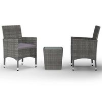 muebles de jardin 3 uds  mesa y sillas ratan sintetico vidrio templado gris