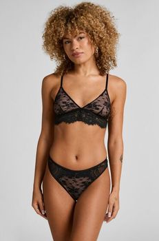 Hunkemöller Tanga de pernera alta Lou Negro