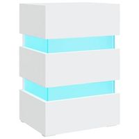 mesita de noche mesilla de noche - luz led madera de ingenieria blanco 45x35x67 cm mc7952