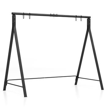 Costway Marco de Columpio para Porche Jardín Soporte de Columpio de Metal con Estructura en Forma de A 5 Anillos para Colgar Resistente Negro