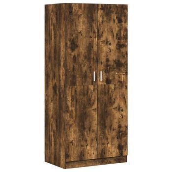 Armario Madera Contrachapada Color Roble Ahumado 80x52x180 Cm Vidaxl