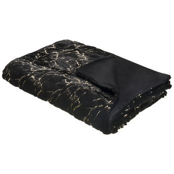 Colcha De Poliéster Negro 130 X 180 Cm Manta Patrón De Mármol Sala De Estar Dormitorio Godavari