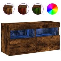 mueble de tv de pared con luces led roble ahumado 80x30x40 cm vidaxl