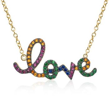 Cadena del amor chapada en oro circonitas de colores