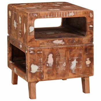 Mesa Auxiliar | Mesa De Apoyo Marrón 40 X 40 X 49 Cm Madera Sólida Recuperada