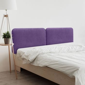 Dhome Cabecero Tapizado Liso Redondeado Tela Para Pared Acústicos Cabeceros Absorbentes Cabezal Cama Dormitorio (lila, 190 Cm Dual)