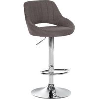 taburete de bar x1 con reposapies giratorio y regulable en tela gris oscuro y metal 100005219