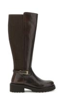 botas de piel con bandas elasticas y cremallera dark brown 38