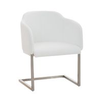 silla con patas de metal y asiento en simil cuero blanco