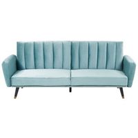 sofa cama 3 plazas de terciopelo azul claro negro convertible vimmerby