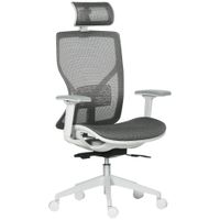 vinsetto silla de oficina giratoria silla de escritorio ajustable con reposabrazos reposacabezas y soporte lumbar 67x65x120-128 cm gris   aosom espana