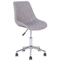 silla de oficina giratoria tapizada en piel sintetica gris base plateada altura ajustable maribel