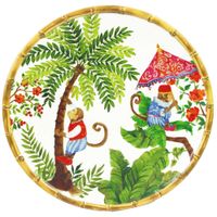 plato grande de melamina decorado con monos de bali 28 cm