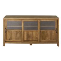 aparador de 3 puertas correderas en mango macizo y cristal armado 150 cm