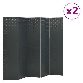 Biombos Divisores De 5 Paneles 2 Uds Antracita Acero 200x180 Cm Vidaxl