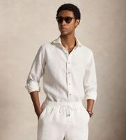 polo ralph lauren para hombre 710b22591001 camisa de lino custom fit blanco l casual manga larga
