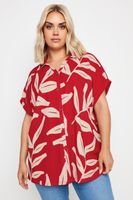 yours camisa rugosa roja de hojas mujer curvy y tallas grandes yours