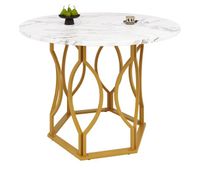 mesa de comedor fija redonda 100 cm de mdfdoradoblanco