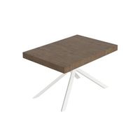 mesa extensible niket de nogal 120204x80 cm con patas blancas