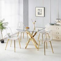 conjunto de comedor - mueble de comedor - metal y terciopelo - dorado
