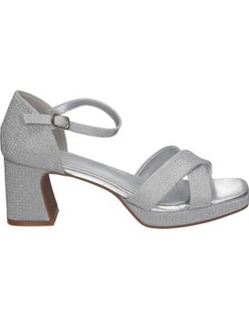 Sandalias De Tacón Polka 387 En Plata 39