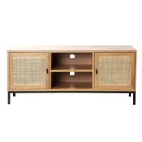 mueble de tv 2 puertas con rejilla de ratan - l120cm