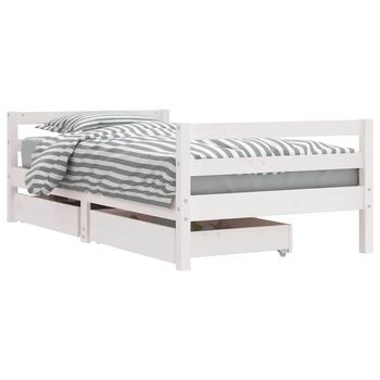 Estructura Cama Infantil Y Cajones Madera Pino Blanco 80x160 Cm Vidaxl